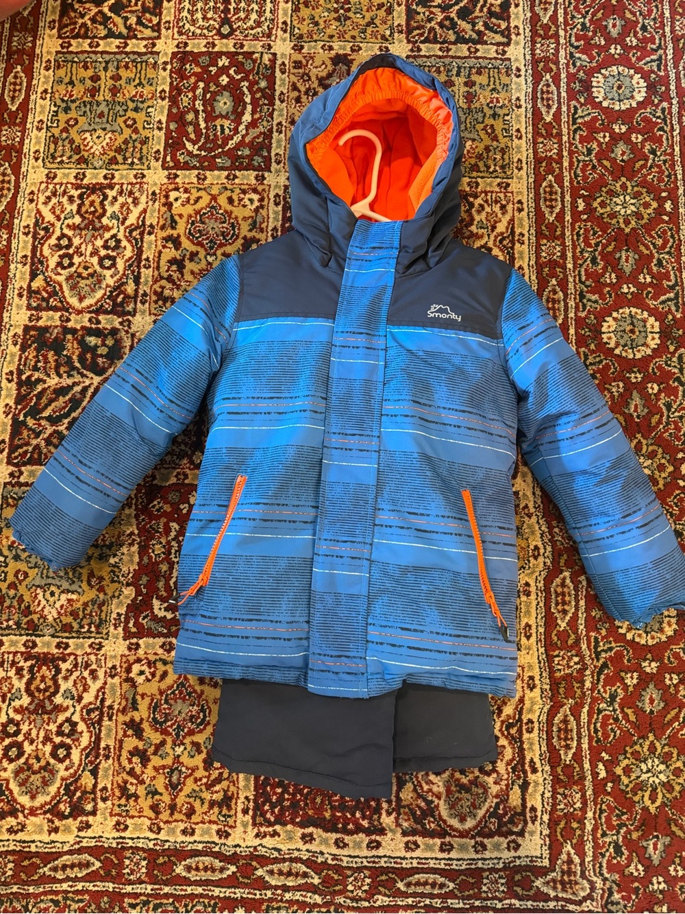 Amazon Kids Blue Puffer Jacket Snowsuit with Orange Lining